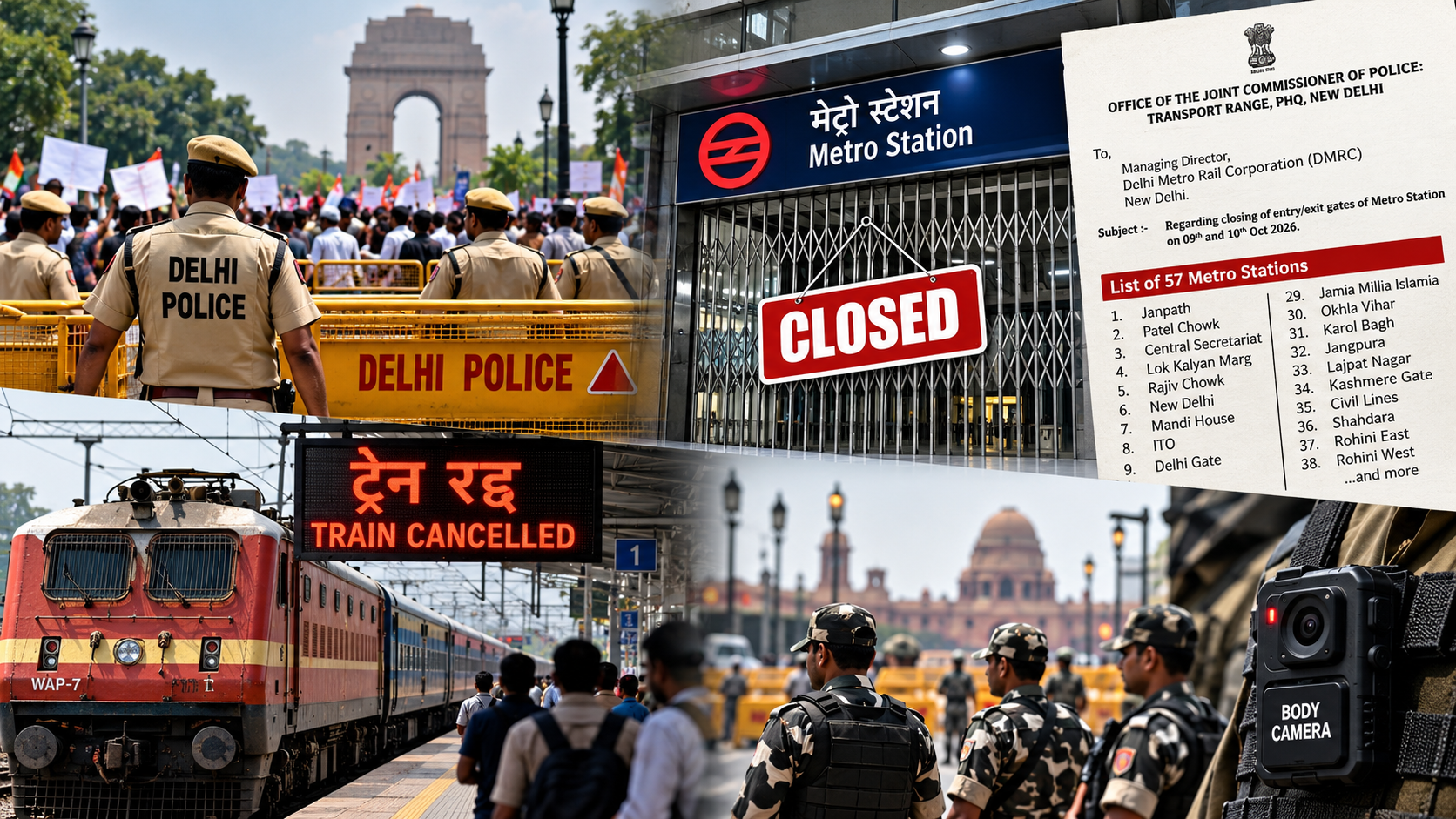 CJP Protest in Delhi, 57 Metro Stations and Several Trains Affected